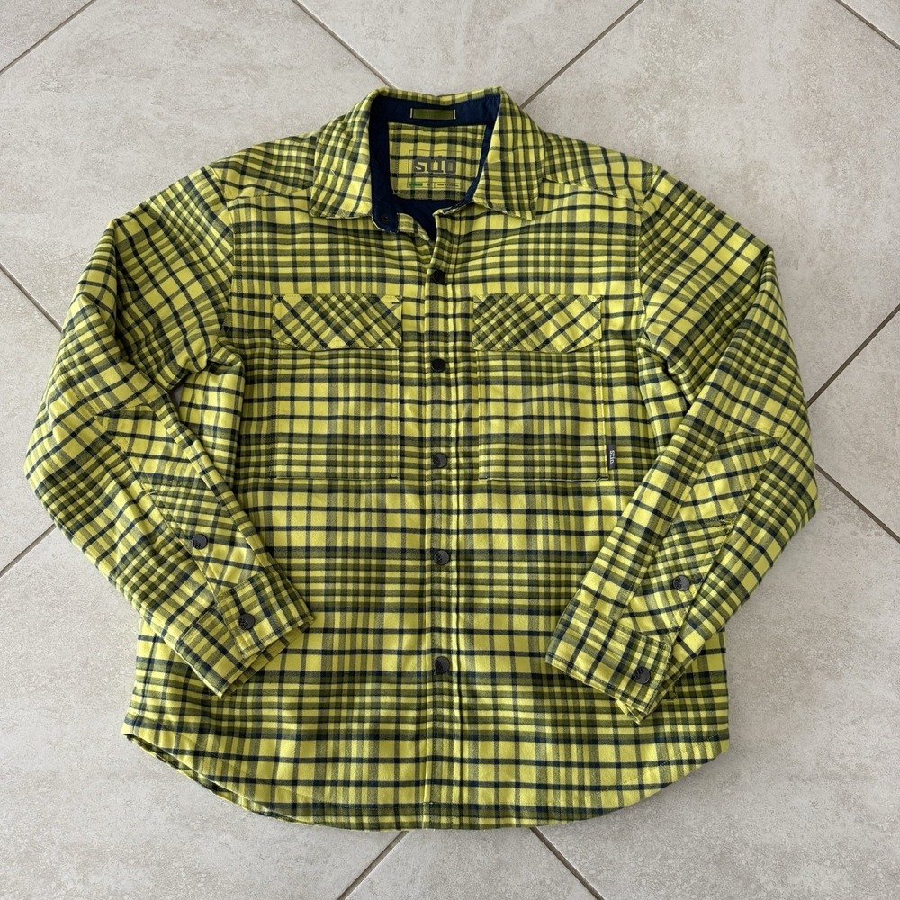Stio Shirt Jacket Mens M Buckhorn Flannel Plaid Snap Button Insulated Shacket